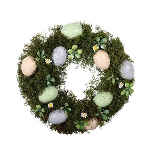 Easter Wreath - Pastel Eggs - Grass / Daisies - 30cm