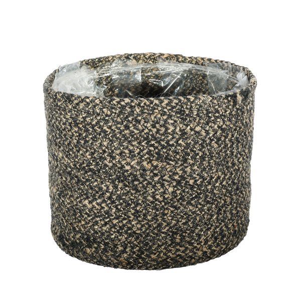 Jute Braided Rope Basket with Liner ( Natural & Black ) - Dia19 x H16cm