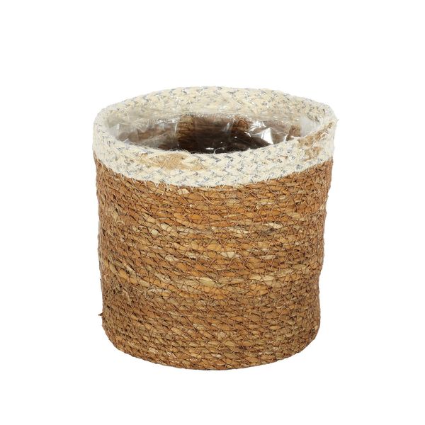 Hogla Basket With liner ( Natural & Silver - Dia14 x H14cm