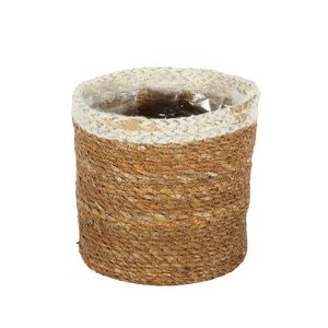 Hogla Basket With liner ( Natural & Silver - Dia14 x H14cm