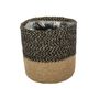 Two-Tone Jute Braided Rope Basket ( Black & Natural ) Dia14 x14cm