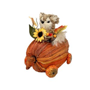 Squirrel in a Pumpkin Car - H15 x L11cm