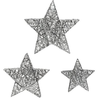 Extra Large Silver Glitter Star Decorations (Set)