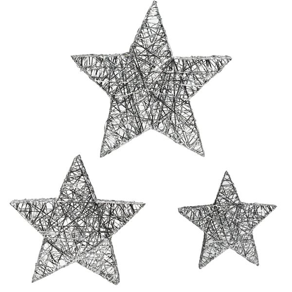 Extra Large Silver Glitter Star Decorations (Set)