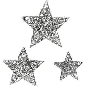 Extra Large Silver Glitter Star Decorations (Set)