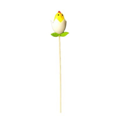 Chick /Egg on 50cm Wooden Stick - 6 per bag