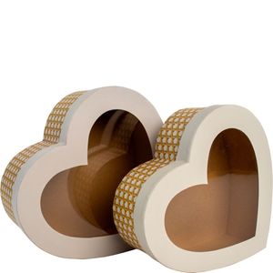 Hat Boxes � Hearts with Weave Print and Window (Set of 2)_1