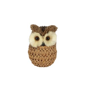 Owl - Grass Woven Body - Natural - H13cm