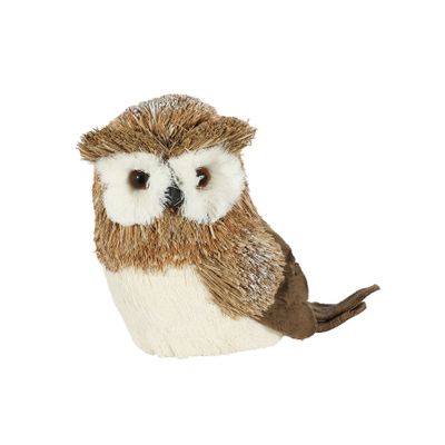 Owl - Grass & Felt Body  White  Chest  - H17cm