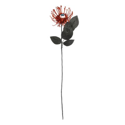 Spooky Flower with Eyeball Stem - Orange/Black - 48cm