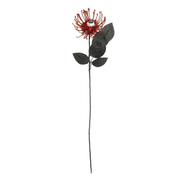Spooky Flower with Eyeball Stem - Orange/Black - 48cm