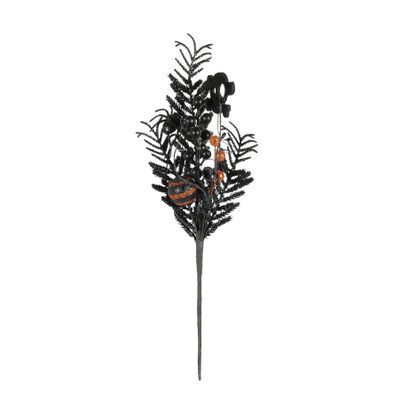 Spooky Spider & Skull Stem Pick - Black/Orange - 45cm