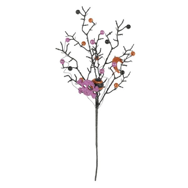 Spooky Bat, Skull & Moon Stem - Purple/Orange/Black - 50cm
