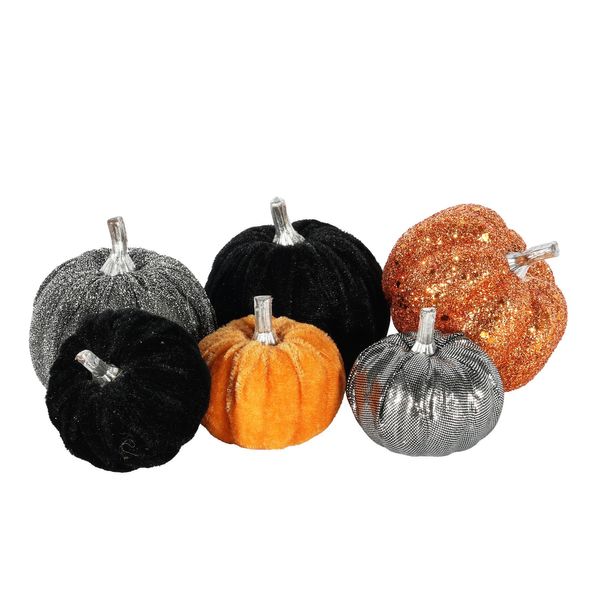 Sparkly/Velvet Assorted Pumpkins x 9