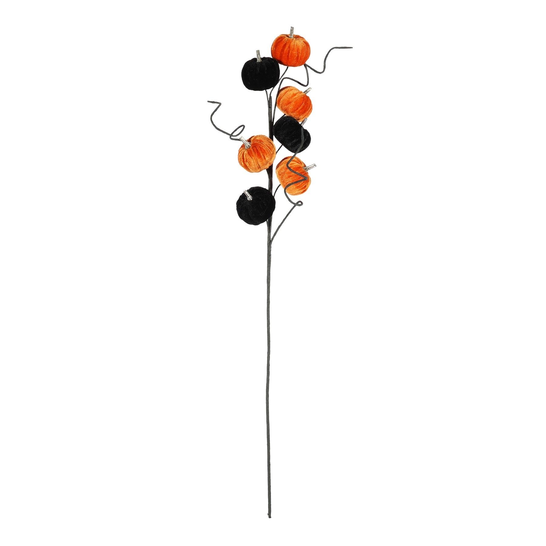 Velvet Pumpkin Pick - Orange/Black - 70cm