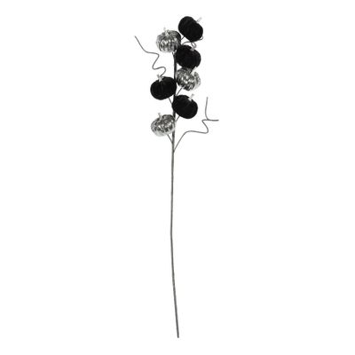 Velvet Pumpkin Pick - Silver/Black - 70cm