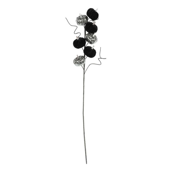 Velvet Pumpkin Pick - Silver/Black - 70cm