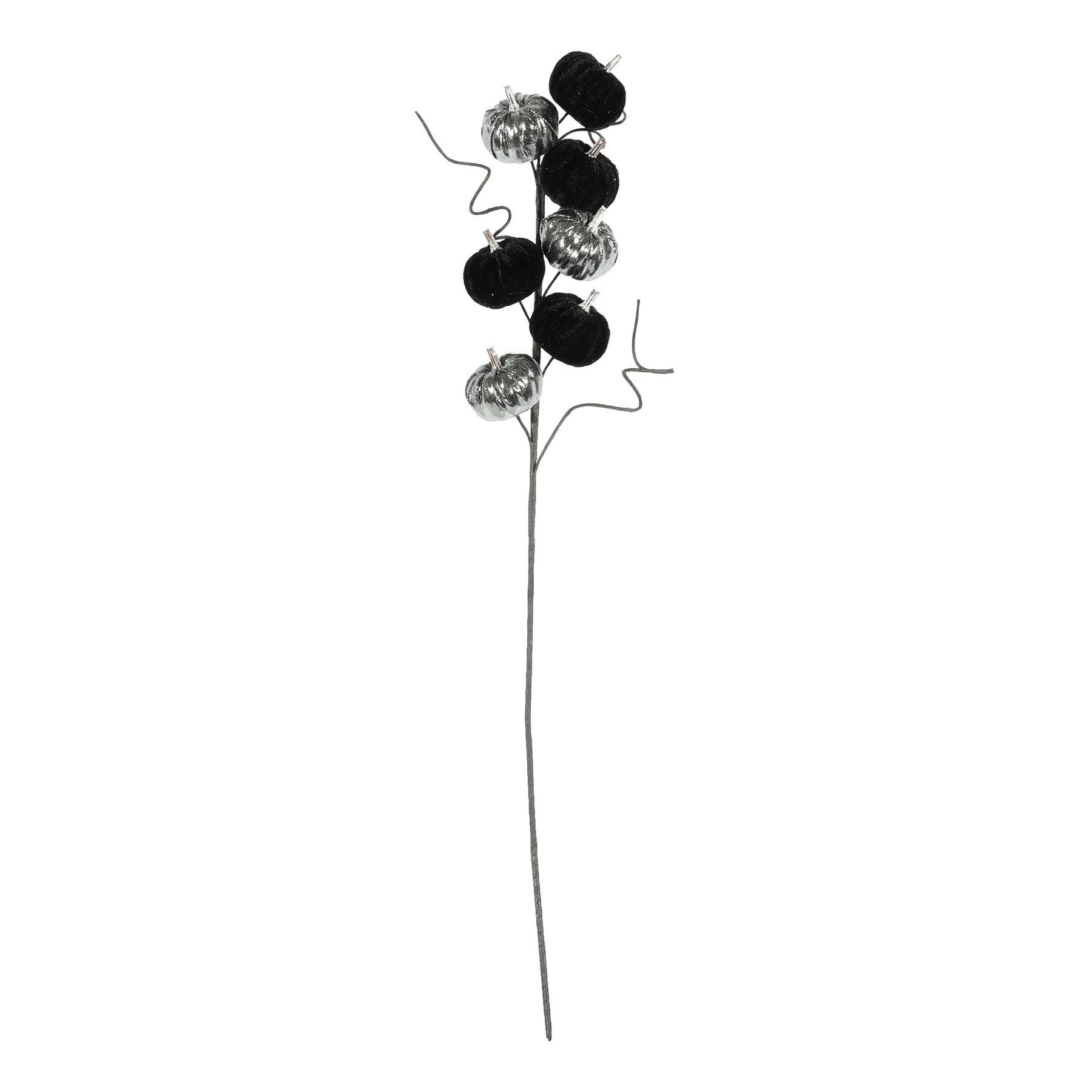 Velvet Pumpkin Pick - Silver/Black - 70cm