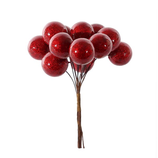 Shiny Berry Bunch Pick - Red - 11cm
