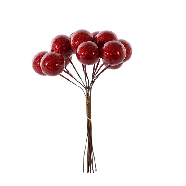 Shiny Small Berry Bunch Pick - Red - 11cm