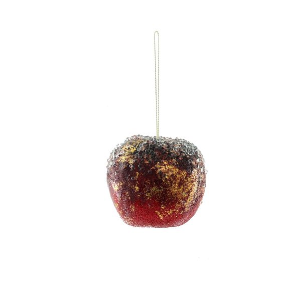 Beaded Apple Hanging Decoration - Burgundy
