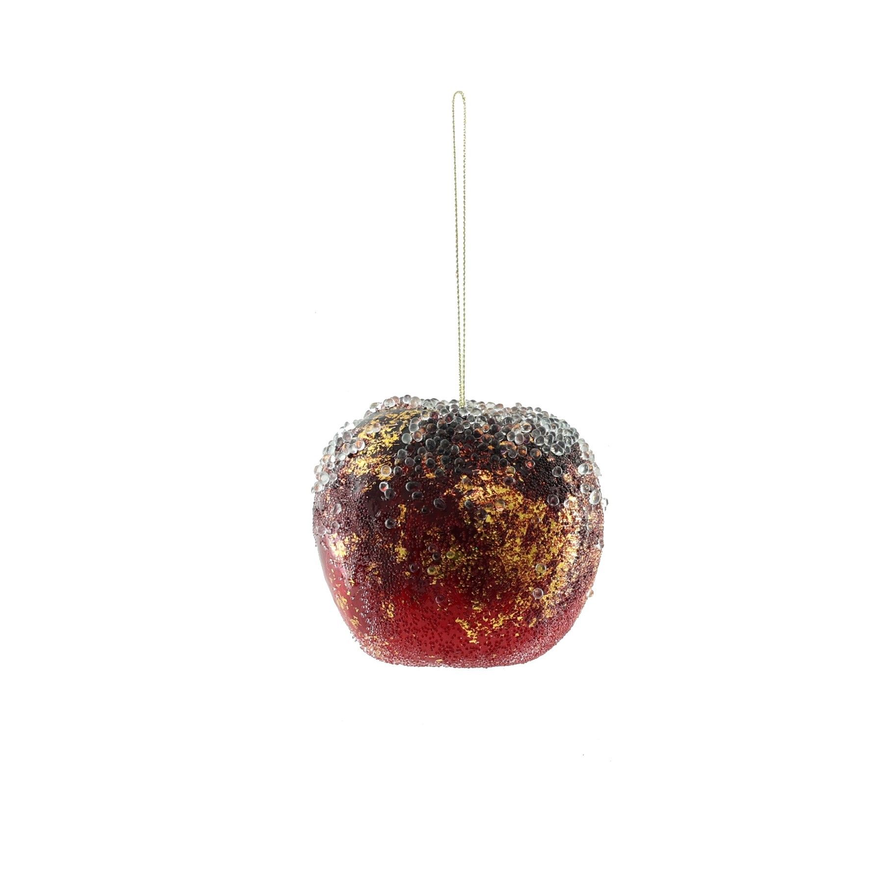 Beaded Apple Hanging Decoration - Burgundy