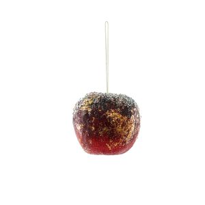 Beaded Apple Hanging Decoration - Burgundy