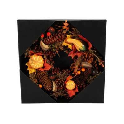 Autumn Wreath  - Assorted  Pumpkins /Wood slices - 30cm