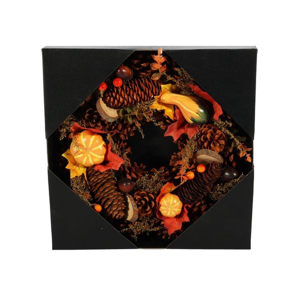 Autumn Wreath  - Assorted  Pumpkins /Wood slices - 30cm