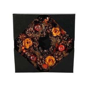 Autumn Wreath - Natural  Flower / Apples / Cones - Rust - 30cm