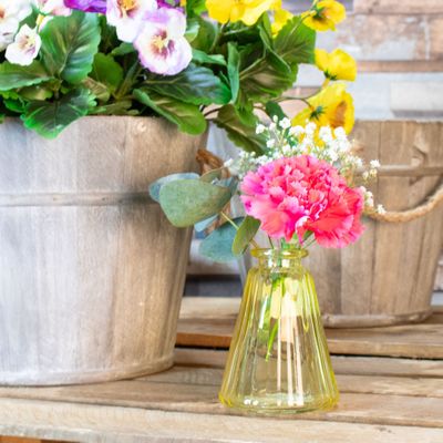 Bottle Glass Vase - Pyramid - Yellow (10cm)