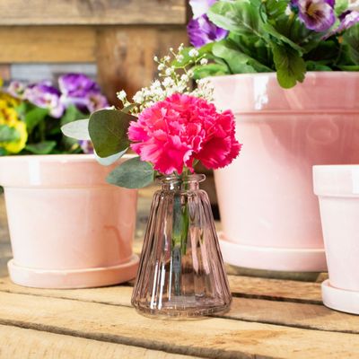 Bottle Glass Vase - Pyramid - Pink (10cm)