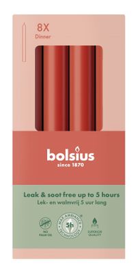 Bolsius Essentials Dinner Candles - 170 x 20mm -Box 8 - Delicate Red