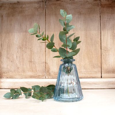Bottle Glass Vase  Pyramid  Blue (10cm)