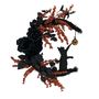 Rose, Berry, Cat Moon Shaped Wreath - Black/Orange - 50cm