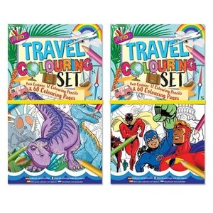 Dinosaur and Superhero Travel Colouring Set