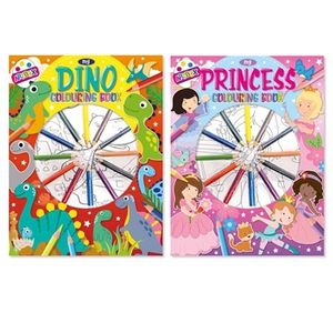 Dino and Princess Colouring Sets