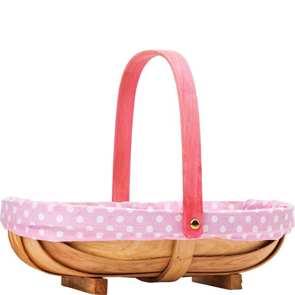 Trug Basket - Softwood Dotty Pink (30.5cm L) - 1