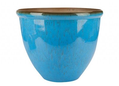 CERAMIC LOOK PLANTER 30CM LIGHT BLUE 