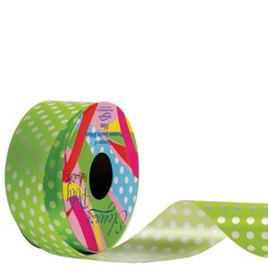 50mm Lime Green Polka Dot Ribbon (50m)