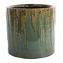 Hortus Albany Reactive Glaze Pot - Green With Fern Print - Dia22.5 x H21.5cm