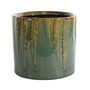 Hortus Albany Reactive Glaze Pot - Green With Fern Print - Dia20x H19cm