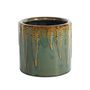 Hortus Albany Reactive Glaze Pot Green with Fern Print - Dia14.5 x H13.5cm
