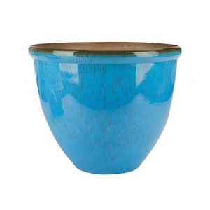CERAMIC LOOK PLANTER LIGHT BLUE 40CM