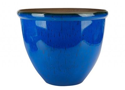 CERAMIC LOOK PLANTER 30CM DARK BLUE 