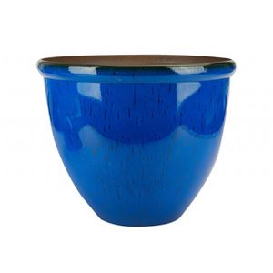 CERAMIC LOOK PLANTER 30CM DARK BLUE 