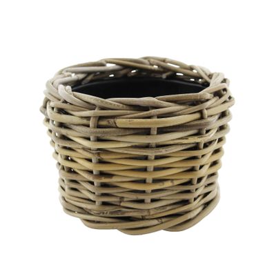 Drypot Split Rattan Basket - Grey - Dia 20cm x H15cm                            