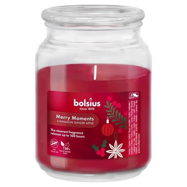 Bolsius True Glow Merry Moments Fragrance  Candle - Jar With Lid -135 x 100mm