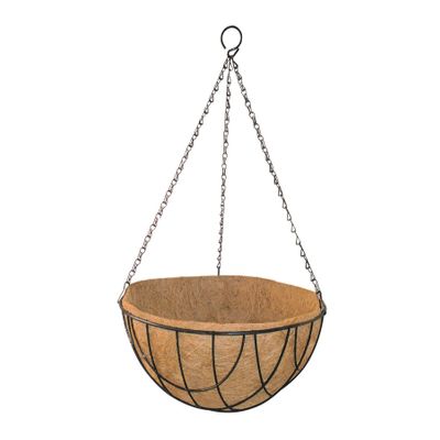 25cm Round Wire Hanging Basket with Coco Liner & Chain