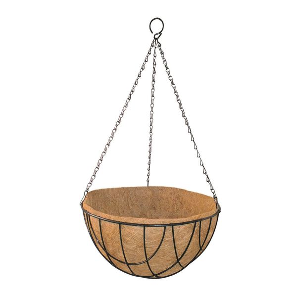 30cm Round Wire Hanging Basket with Coco Liner & Chain